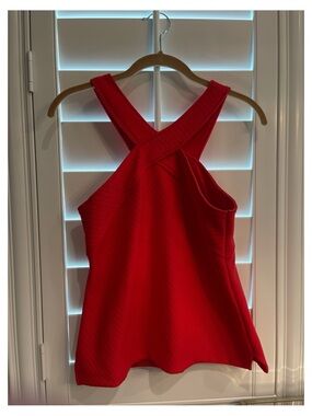 Anthropologie Red Cross-Back Ribbed Tank Top